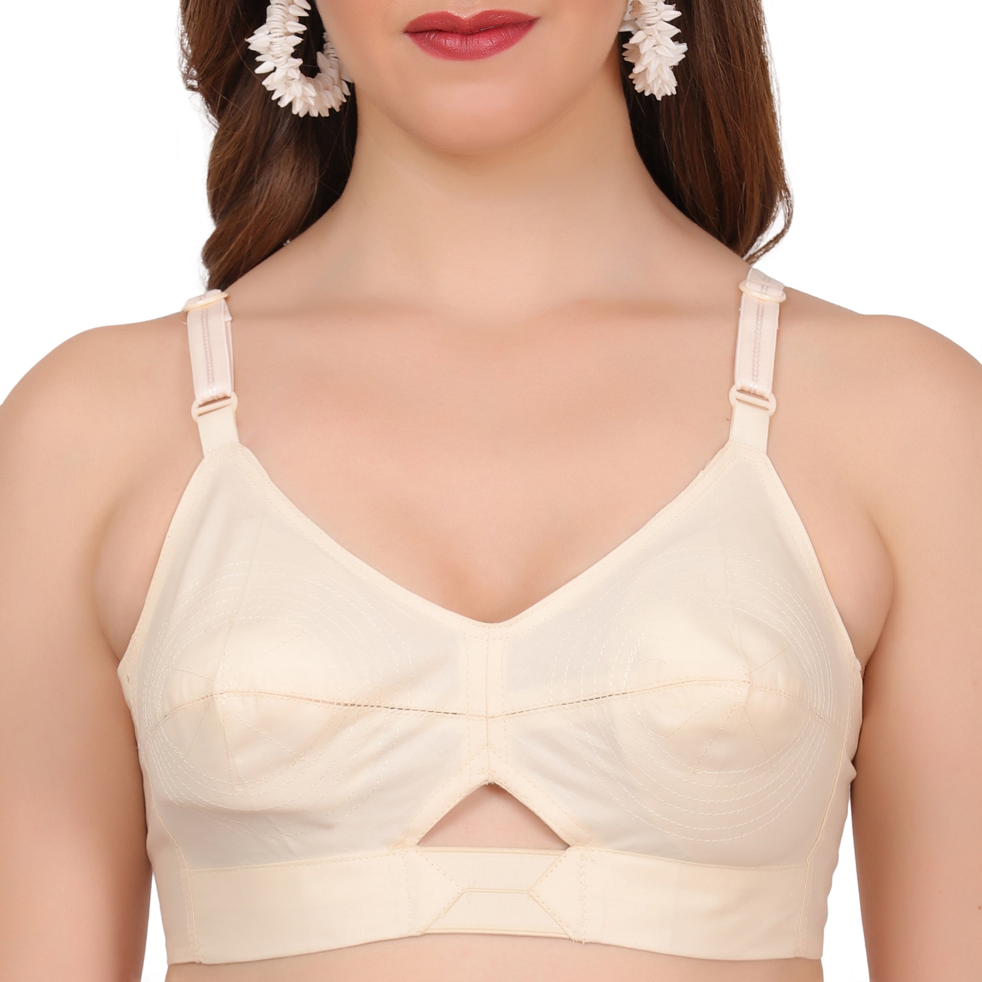 Women's cotton bra under 200, providing full coverage and a snug yet breathable fit.
