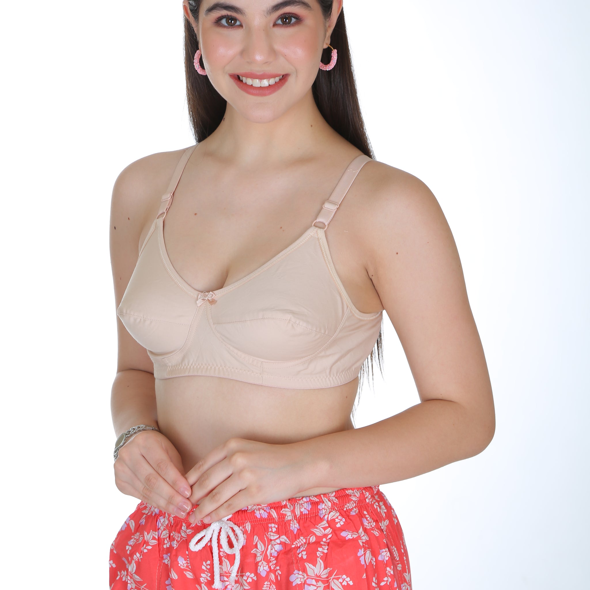 Buy Figure Fit Nude Color pure cotton bra for women featuring a non-wired design.
